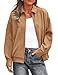PRETTYGARDEN Faux Suede Bomber Jacket Women Fall Fashion 2026 Casual Zip Up Oversized Trendy Winter Clothing Outerwear Coats (Khaki,Medium)