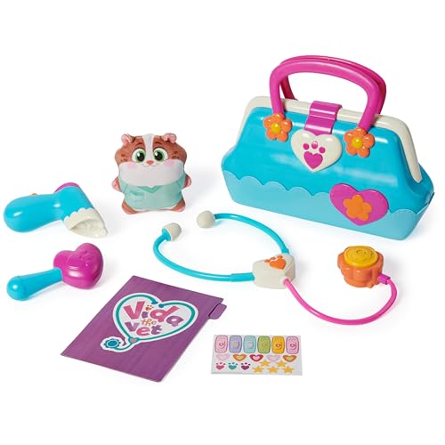 VIDA THE VET - Mala médica brinquedo com 5 acessórios peluche hamster Popcorn de 13 cm - 6069852 - Vida veterinária brinquedos - brinquedos crianças 3 anos - presente menina 3 anos - jogos infantis