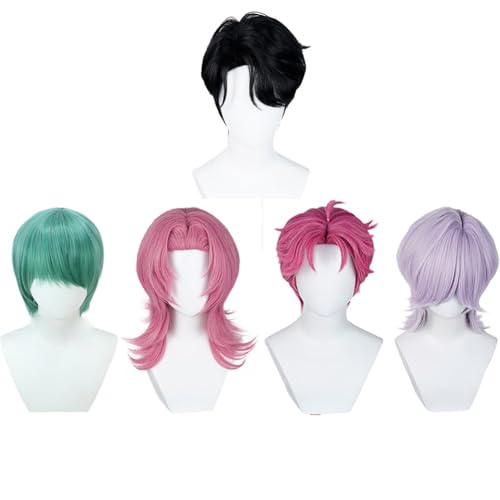Boys Costume Cosplay Wig for Kids, Anime Pop Singers Cosplay Wigs, Boys Idol Costume Wig Halloween Accessory Hair for Men (Light Purple)2