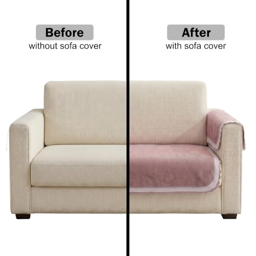 Image of Story@Home Velvet Sofa Cover 2 Seater (76x122Cm) with Arm Rest Covers | Anti Slip Sofa Mat 2 Seater for Living Room | Measure Your Sofa & Create Your Own Customized Set - Ombre Dusty Coral Palette