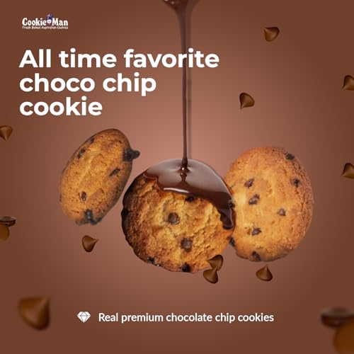Image of CookieMan Choco Chip Cookies - 200g Canister | Indulgent Chocolate Chip Flavour | Premium Freshly Baked Crunchy Australian Cookies | Perfect for Snacking, Sharing & Gifting (Pack of 2)