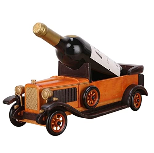 Soporte para botellas de vino de madera sólida modelo auto clásico miniatura 1
