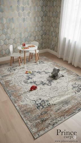 Image of Silk Touch Carpet for Living Room Bedroom 3x5 Feet (90x150 CM) | Washable Anti-Skid Galicha | Faded Carpets | Stain-Resistant Floor Rug