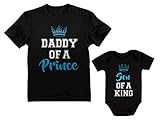 Tstars King & Prince Father Son Matching Shirts Fathers Day Dad and Baby Outfits Daddy Black Large/Son Black Newborn (0-3M)