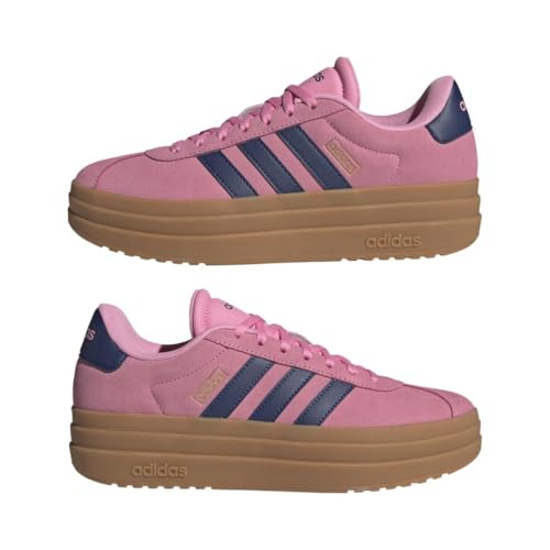 Image of adidas Womens Vl Court Bold Lace Up Sneakers Shoes Casual - Pink