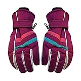 Guantes de esquí para niños: guantes impermeables y transpirables, con banda de goma para niños/niñas, guantes de invierno para snowboard, esquí, snowboard, impermeables y resistentes al viento, para deportes al aire libre, niños y niñas 