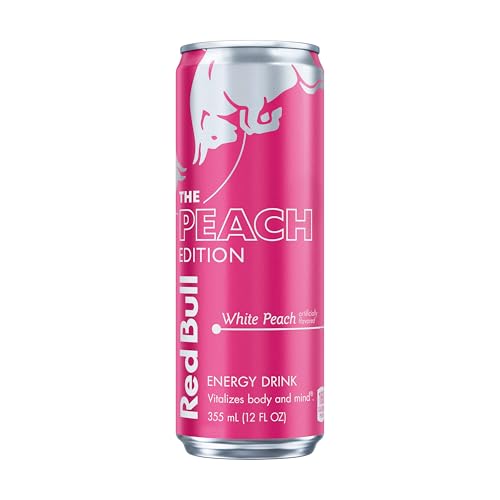 Red Bull Peach Edition Energy Drink, White Peach, 12 fl. oz. can, with 114mg Caffeine, Taurine & B Vitamins