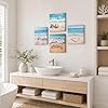 Alptiny 4 Pieces Canvas Wall Art Framed Beach Wall Art Prints, Coastal Starfish Shells Ocean Picture Canvas Artwork for Gifts Bathroom Bedroom Living Room Hallway Decor 30x30cm #5