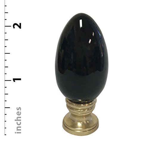 Image of Royal Designs, Inc. Ceramic Egg Shaped Lamp Finial for Lamp Shade, F-5051BLK-2, Black, Pack of 2