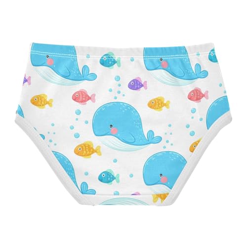 Cute Blue Whales Colorful Fish Cute Panties Girl Toddler Girls Underwear Cotton Stylish Briefs Kids Undies 2t2