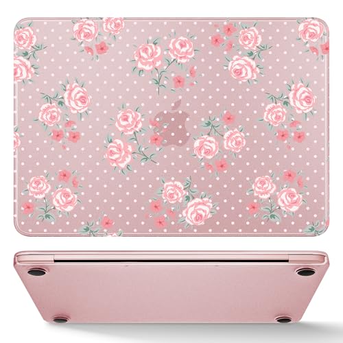May Chen for MacBook Neo Case 13 inch 2026 | 100% Match Official Color | Pattern Printing, Anti-Crack & Scratch & Fingerprint | Protective Hard Shell Cases Laptop Model A3404 - Polka dot Floral