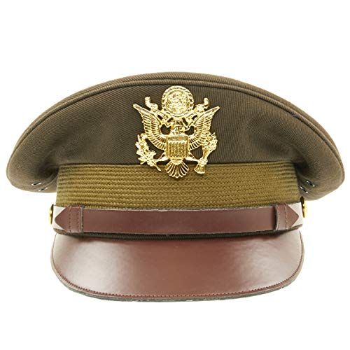 U.s. Wwii Officer Visor Crusher Cap: Winter (Od Green)- Size Us 7 (56 Cm) #TOP2