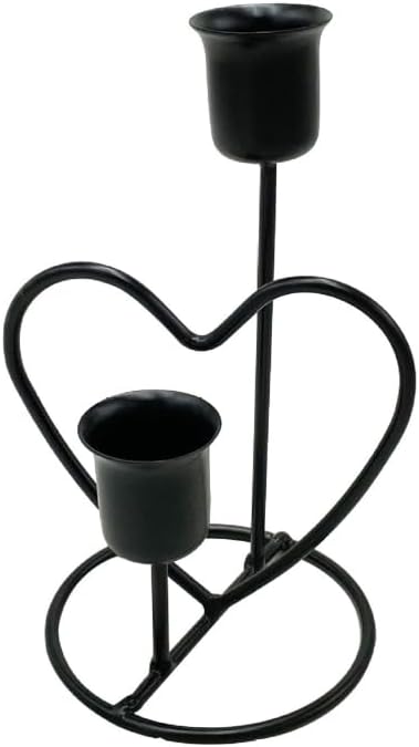 Candleholders Mini Wrought Iron Candlestick Metal Heart Shaped Candle Holder Stand Decor for Romantic Dinner Wedding Birthday Party(Gold)