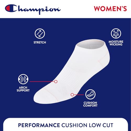 Image of Champion Women's Low Cut Beathable Moisture-Wicking Athletic Socks (6-Pack)