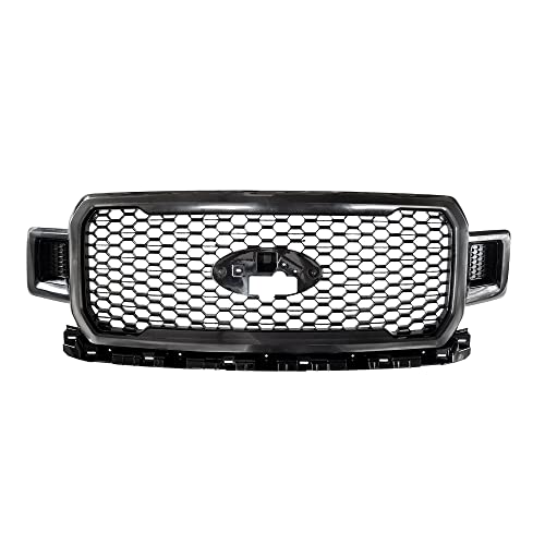 PartsFlow Front Bumper Grille Matt black Mesh Grill Assembly For 2018 2019 2020 Ford F-150