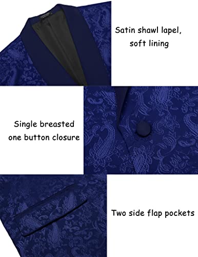 COOFANDY Men's Floral Tuxedo Jacket Paisley Shawl Lapel Stylish Suit Blazer Jacket for Wedding, Dinner, Party, Prom4