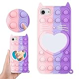 Coralogo Purple Heart Cat Case for iPhone 6/6S/7/8/SE 2020 Cartoon Funny Kawaii Cute Silicone Fun...