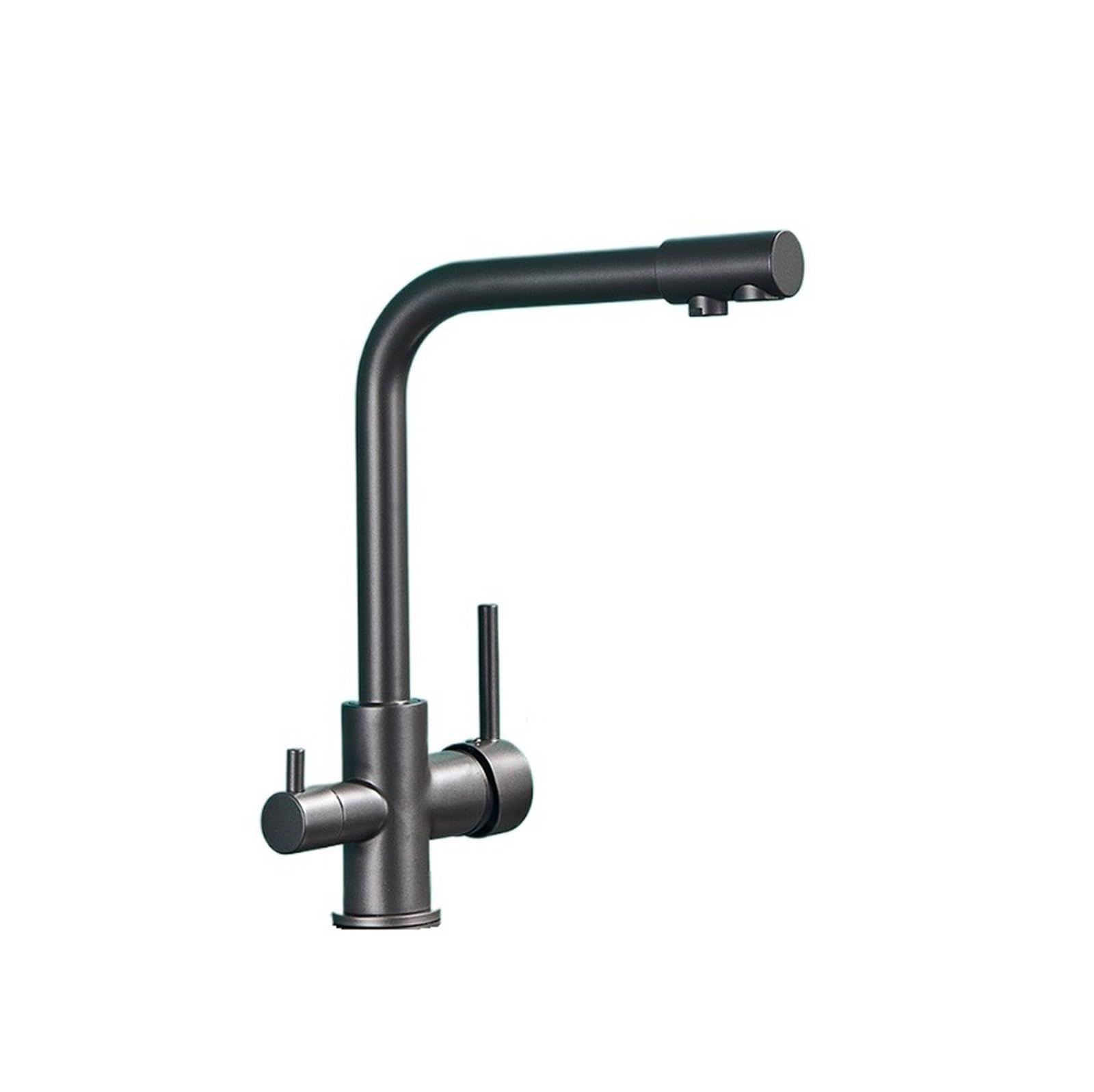 BHFPFZA Rotatable Water Filter Kitchen Faucet with Purificat System - Easy Install Drinking Tap for Sink Matte Grey Mixer C