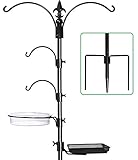 Gray Bunny Premium Bird Feeding Station Kit, 22' Wide x 91' Tall (82 inch Above Ground) Black, A Multi Feeder Hanging Kit & Bird Bath for Attracting Wild Birds, Birdfeeder and Planter Hanger
