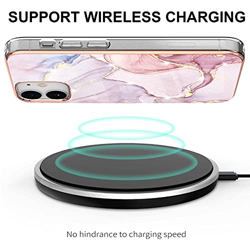 IMIRST Basic Case Compatiable with iPhone 12/12 Pro IMD Soft TPU Silicone Bumper Matte Marble Scratch-Resistant Slim Protective Phone Case Back Cover for Apple iPhone 12/12 Pro,YBI RoseGold - Image 3