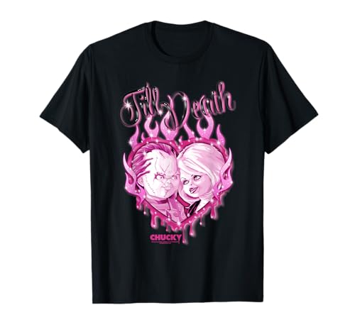 Photo de Chucky and Tiffany Till Death Flaming Heart T-Shirt