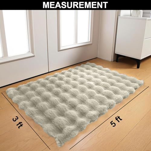 Image of Luxe Home Bubble Rabbit Fur Carpet Super Soft, Washable, Anti Skid Carpets for Home, Bedroom, Livingroom - (3x5 Feet, Taupe)