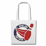 Reifen-Markt Tasche Umhängetasche BOWLING KEGELN BOWLINGSKUGEL BÖSER Smile KEGELABEND BOWLINGSABEND BOWLINGSTURNIER Einkaufstasche Schulbeutel Turnbeutel in Weiß