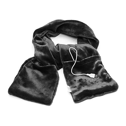 MOC Bufanda calentada por USB, bufanda eléctrica para hombres/mujeres, masaje impermeable, cuello calentado, para control de temperatura, lavable, Negro , M