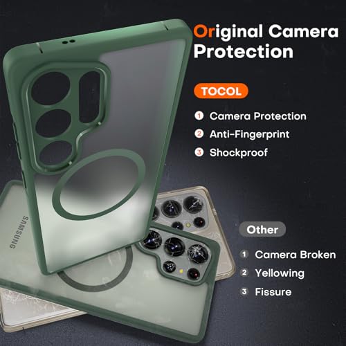 Image of TOCOL Magnetic for Samsung Galaxy S25 Ultra Case, Upgraded Full Camera Protection, Compatible with Magsafe, Drop Protection Slime Clear Back Cover for Samsung Galaxy S25 Ultra 6.9-Inch (Alpine Green)
