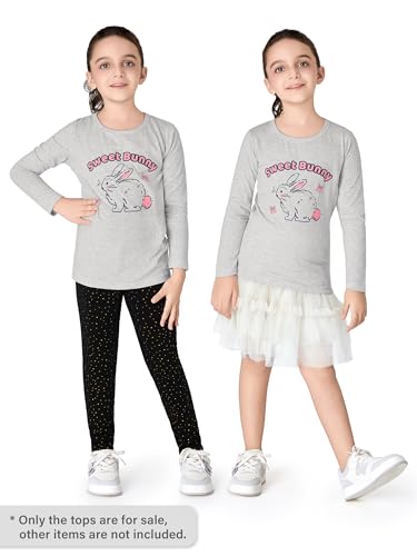 Girls Long Sleeve T-Shirt 3 Packs- Soft Tops Star Dog/Heart Shaped Balloons/Bunny Graphic Tee Size 6-144