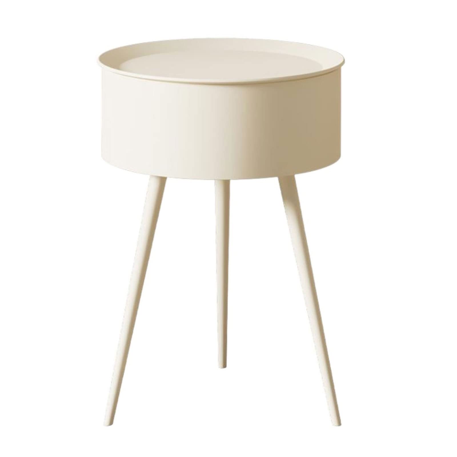 Table d'appoint ronde avec panier de rangement en tissu et plateau robuste