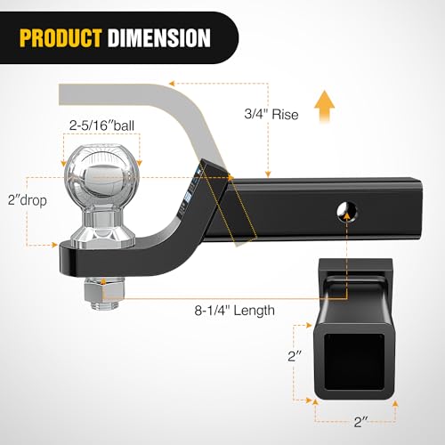 image for Nilight Trailer Hitch Ball Mount with 2-5/16Inch Trailer Ball & 5/8