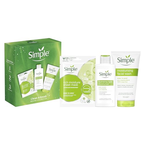 Simple Gift Set Simple Clean & Fresh Regime Collection with a facial wash a sheet mask and a moisturiser perfect for any occasion 3 piece