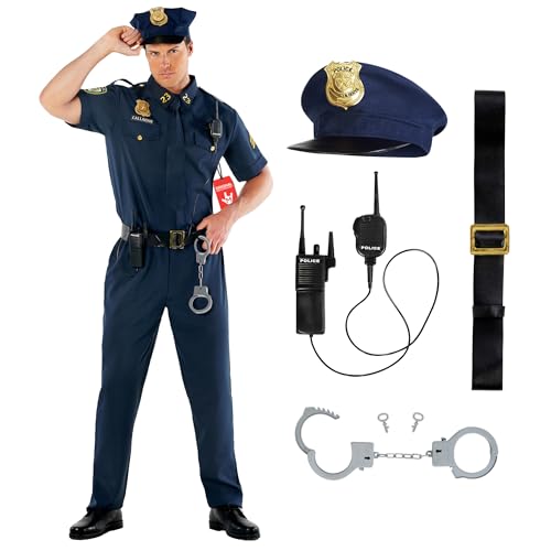 Morph Costume Policier Homme, Déguisement Officier, Tenue de Flic, Uniforme Policier, XXL