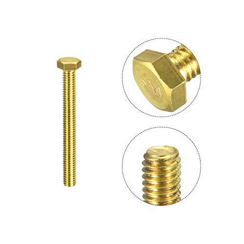 Image of uxcell Brass Hex Bolts, 5 /16-18x3 2pcs Fully Thread Grade 4.8 Solid Brass Hexagon Head Bolt Machine Screws for Machinery