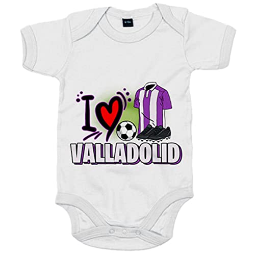 Body bebé para enamorado de su equipo de fútbol de Valladolid - Blanco, Talla única 12 meses