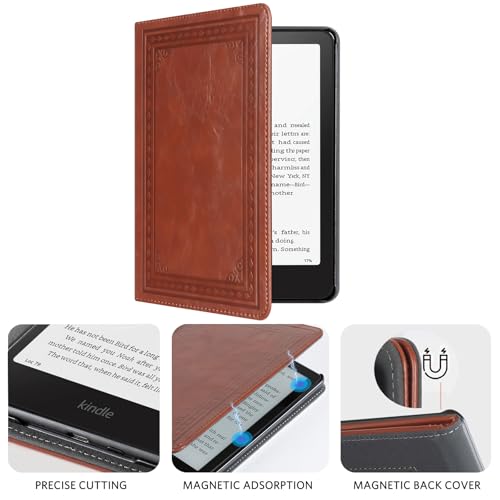 Image of CoBak Case with Stand for Kindle Paperwhite 12th Gen 2024 Released (7 inch) & Kindle Colorsoft Signature Edition - Durable PU Leather Cover with Auto Sleep Wake, Card Slot, Hand Strap Feature, Vintage