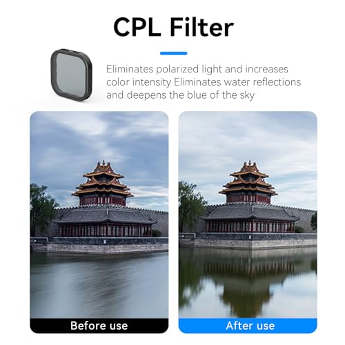 Image of TELESIN ND Filter Set 5-Pack CPL ND8 ND16 ND32 ND64 Compatible for GoPro Hero 13 Black, Neutral Density Polarizing Lens Filter Kit Lens Protector Multi-Coated HD Glass for GoPro 13 Accessories