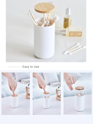 FemKey Cotton Buds Container, 1 Piece, Cotton Buds Storage Dispenser with Press Self-Lock, Makeup Organiser Set - Image 2