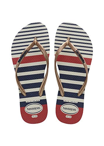 Chinelo Slim Nautical, Havaianas, Meninas, Branco/Rose Gold Metalico, 27/28