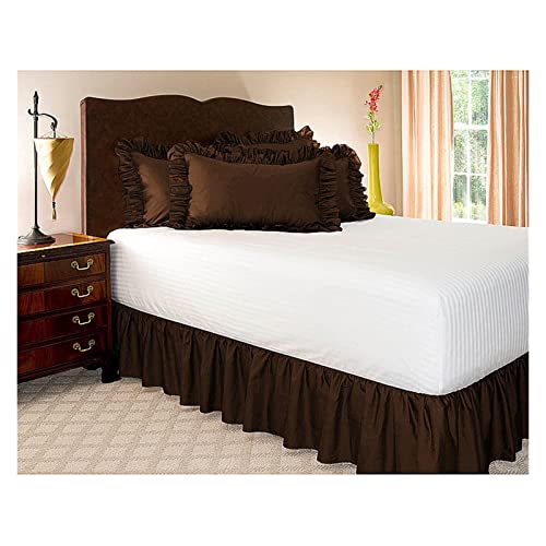 XMAIYIF Cubre Somier Envolver Alrededor de la Cama Falda Elástica Bed Ruffles Fácil Fit Easy Off Dade Resistant Solid Color Bed Faldas Calidad del Hotel Difusión de Tela(Chocolate,200x150cm)
