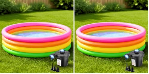 Image of Toy Imagine Inflatable Kids Swimming Pool PVC Splash Bathing Tub for 0-5 Kids with Electric Air Pump Outdoor & Indoor, Holi Fun (6 Feet) (Pack of 2)