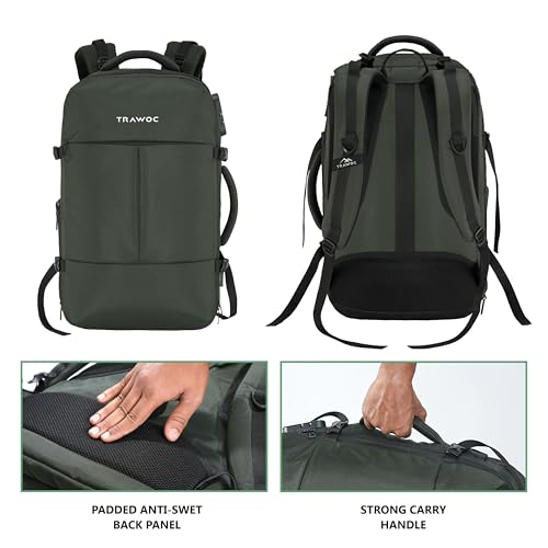 Image of TRAWOC 45L Laptop Backpack TPB01 | Unisex Office & Travel Bag with Anti-Theft Lock, Expandable Storage, USB Charging, Suitcase-Style Opening & 3-Year Warranty