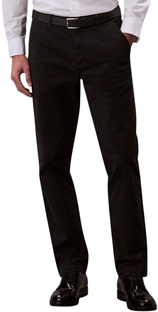 Calvin Klein Men’s Signature Slim Fit Cotton Chinos, Black (Black), 30W/38L