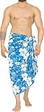 LA LEELA Men Sarong Swimsuit Tie Cover Up Wrap Beach Resort One Size Teal Blue_R819