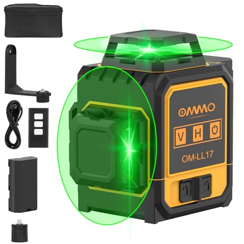OMMO Laser Level 3D 12 Lines, Touch Panel Self Leveling Laser Level, 3600mAh Rechargeable Batteries, Two Modes Cross Line Laser, 160FT Remote Control, Magnetic Stand, Carry Bag