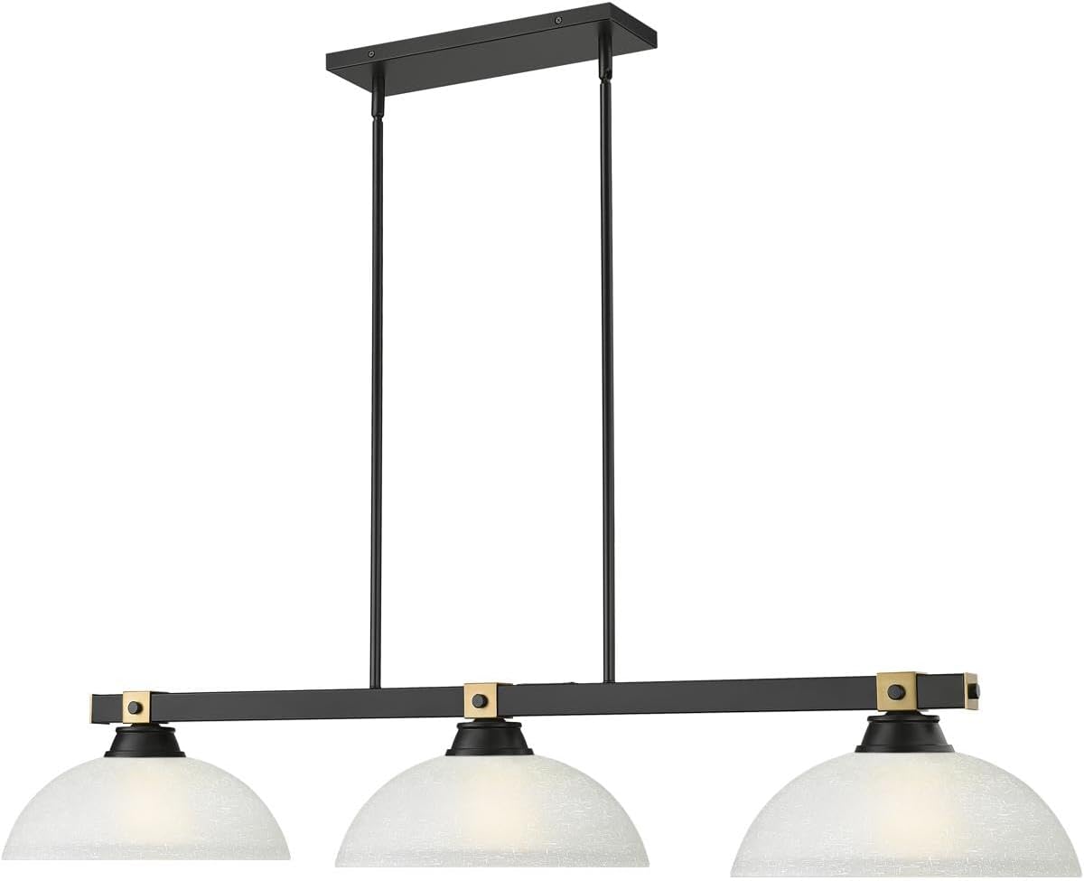 Bronte Three Light Billiard Matte Black + Rubbed Brass