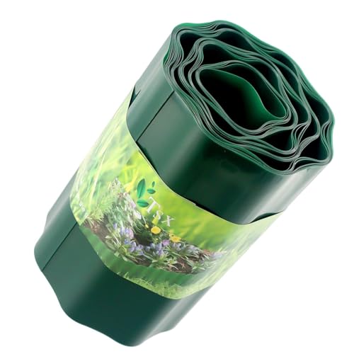Opatiny Valla flexible para césped y parterres, para césped verde de plástico, 10 cm, 15 cm, 20 cm de alto x 9 m de largo