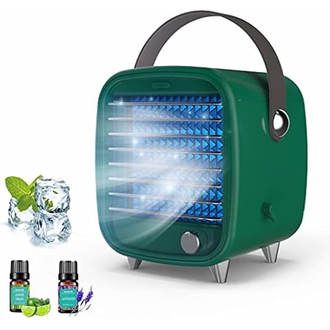 Tragbarer Ventilator für Klimaanlage, tragbarer Mini-Luftkühler, einstellbare Windgeschwindigkeit mit Nachtlicht, USB wiederaufladbar Cover