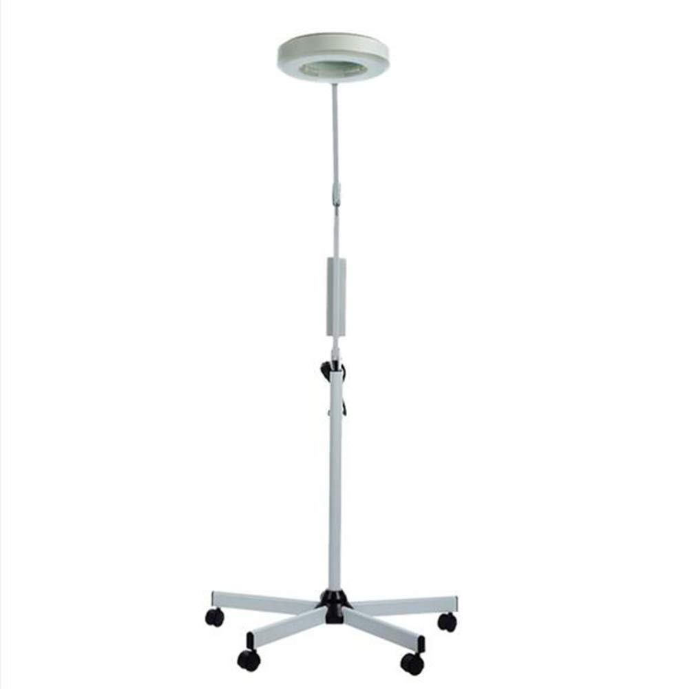 Szkło powiększające, 5X lampa powiększająca, lupa na twarz ze szklaną soczewką LED, regulowana podpórka podłogowa z kołami i obrotowym ramieniem do salonów kosmetycznych, manicure, tatuażu i